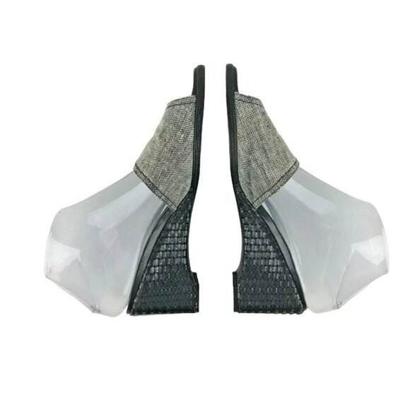 Stuart Weitzman Womens Gray Black Open Toe Wedge Heel Slide Sandals Size 7 B - Picture 5 of 11